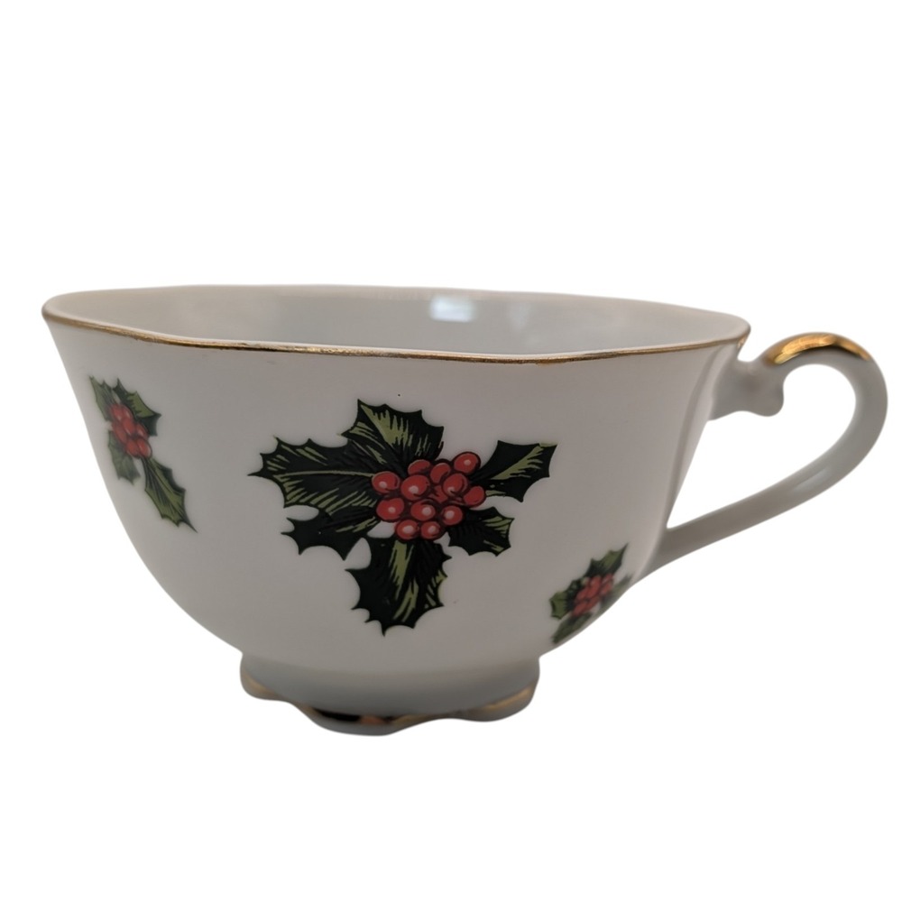 Vintage Lefton China Teacup Christmas Holly‎ 7950 Hand Painted Japan Bone China